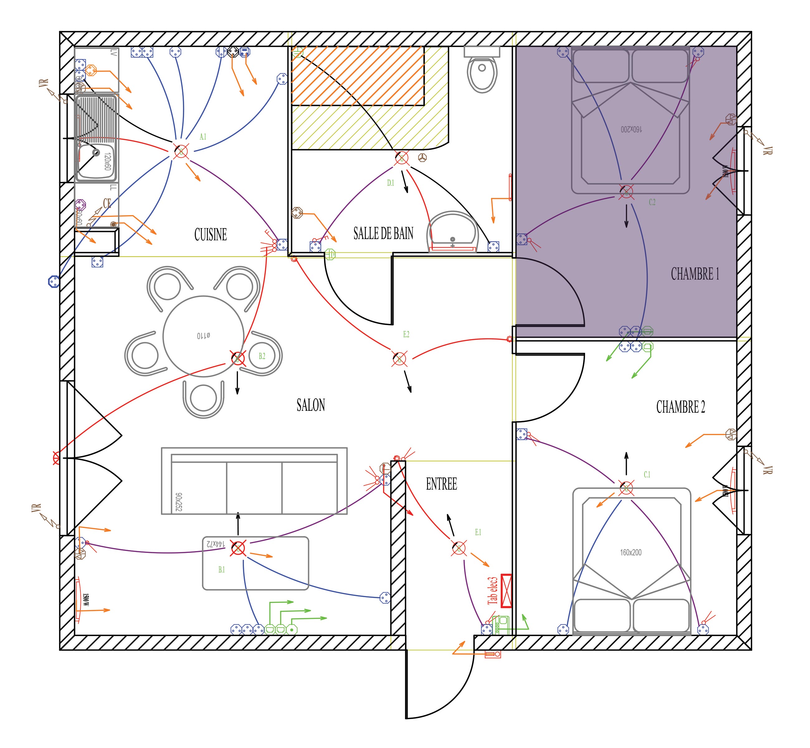 plan global, chambre 1